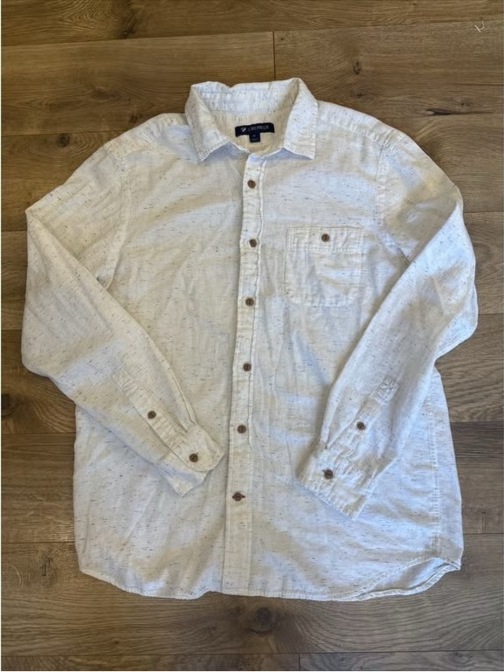 Daniel Cremieux Men's Cream Speckled Long-Sleeve Button-Down Shirt